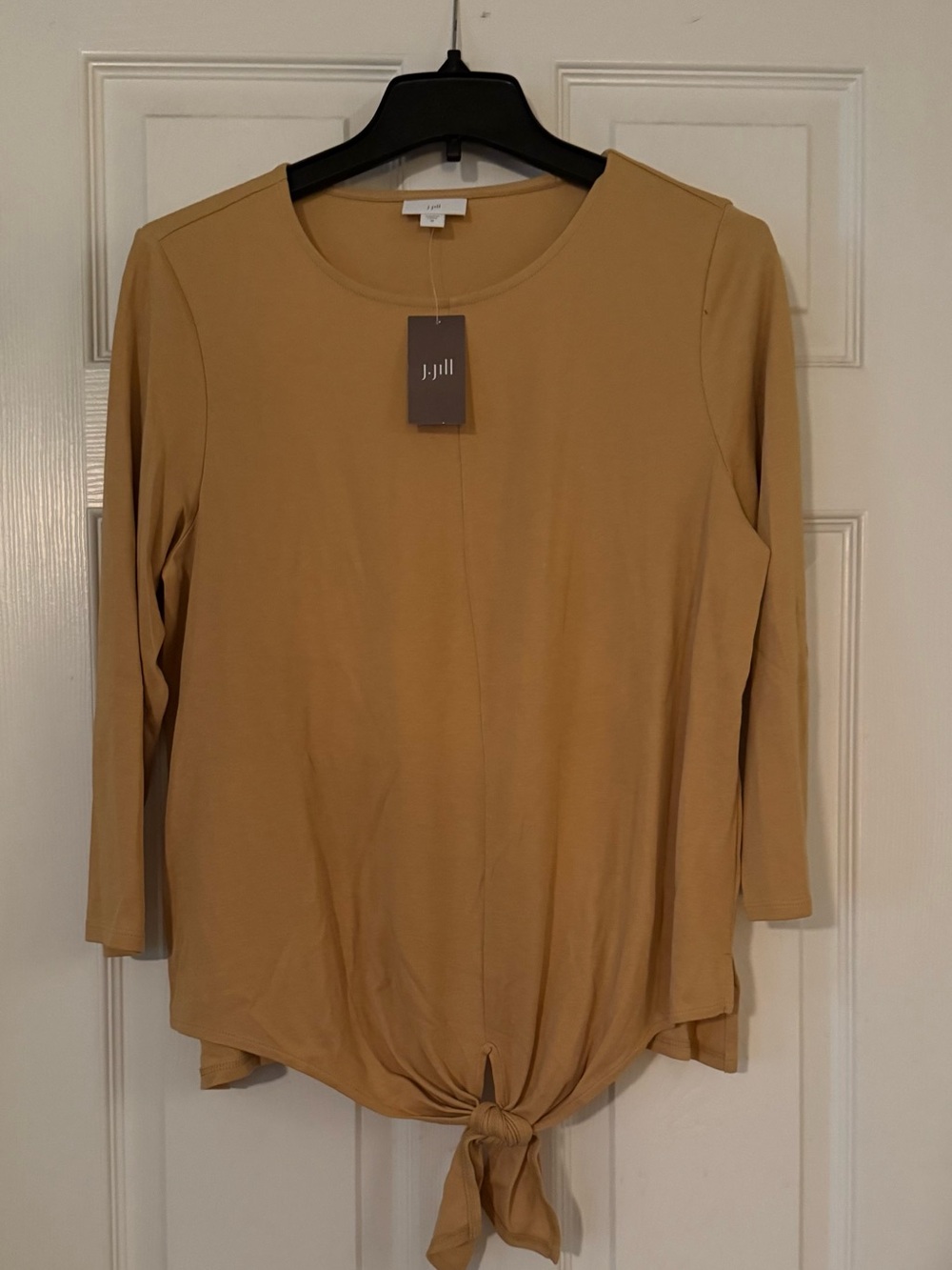 NWT J. Jill Tan Tie-Front Long Sleeve Top